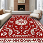 Crimson Snowflake Radiating Medallion Rug