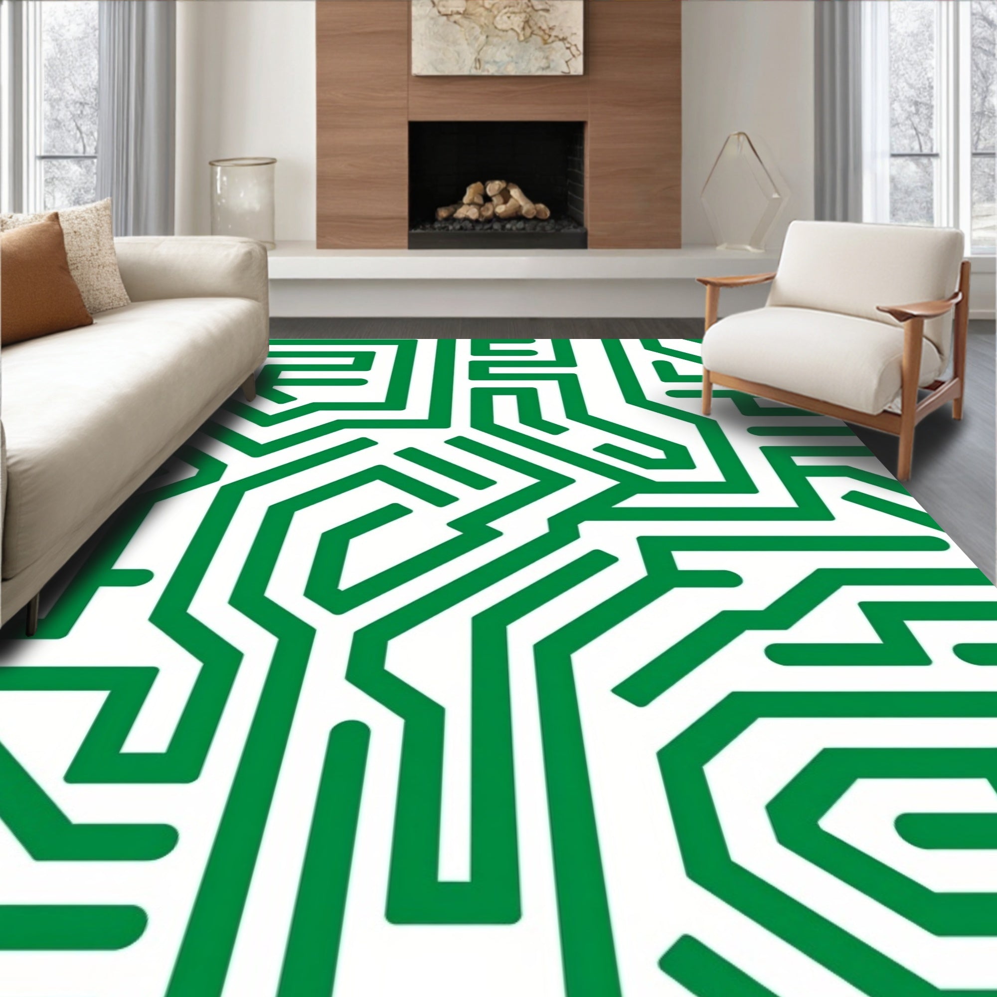 Green Circuit Board Maze Rug