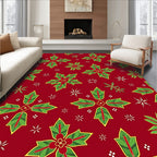 Red Green Poinsettia Floral Medallion Rug