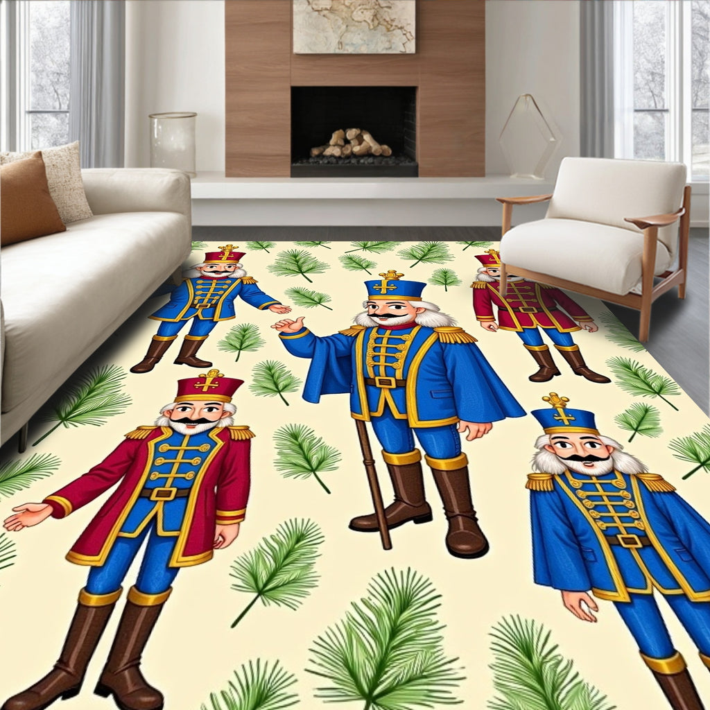 Whimsical Nutcracker Soldier Floral Rug