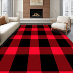 Bold Red Black Gingham Checkered Rug