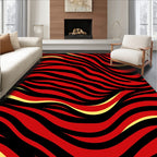 Bold Red Black Wavy Stripe Rug