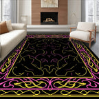 Pink yellow ornate symmetry Rug