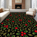 Festive Holly Berry Botanical Arrangement Rug