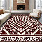 Crimson Diamond Geometric Floral Rug