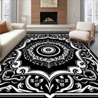 Classic Black White Mandala Ornament Rug
