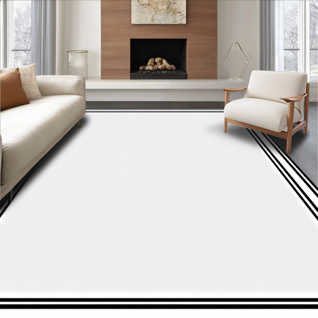Monochromatic Black and White Border Rug