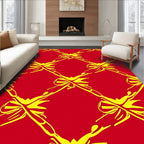Bold Red Yellow Bow Geometric Rug