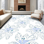 Delicate Petal Sketch Navy Blue Rug