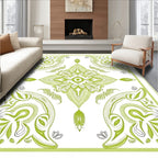 Art Nouveau Lime Green Floral Mandala Rug