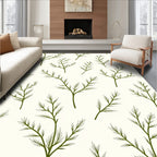 Green Fern Frond Botanical Art Rug