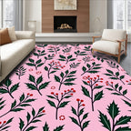 Pink Berry Holly Leaf Garland Rug
