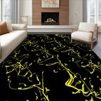 Bold Neon Black Scribble Art Rug