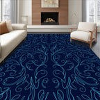 Aqua Outline Floral Swirl Rug