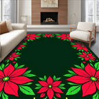 Crimson Red Floral Border Rug