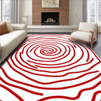 Crimson Red Swirl Abstract Rug