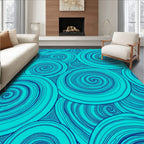 Deep Teal Swirling Vortex Accordion Rug