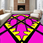 Bold Black Yellow Pink Intersecting Shapes Rug