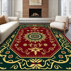 Crimson Gold Octagon Sunburst Border Rug