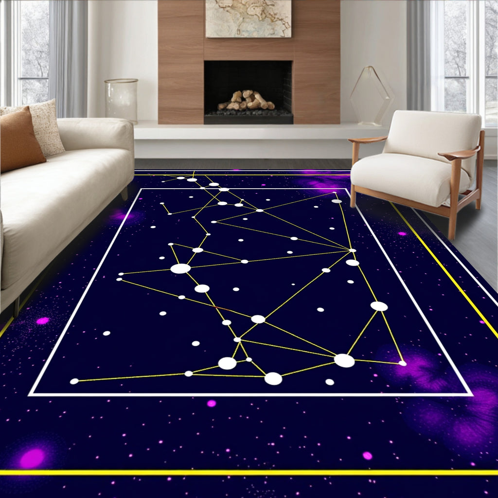 Cosmic Night Yellow Constellation Rug