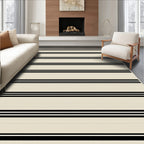 Classic Cream Black Double Stripe Rug