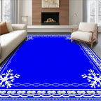 Winter Blue Snowflake Border Rug