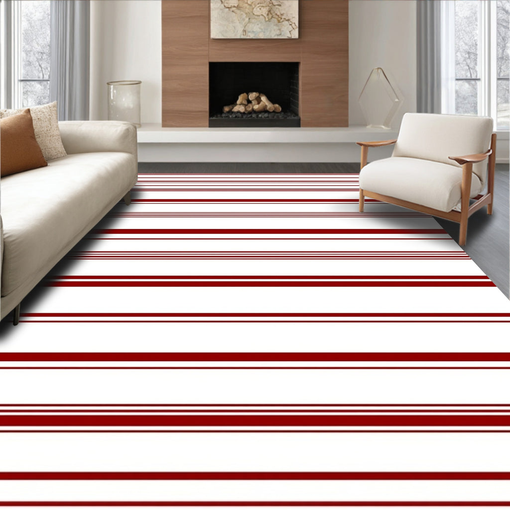 Deep Burgundy Horizontal Stripe Rug