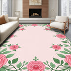Pink Rose Vine Garland Rug