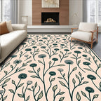 Dark Green Floral Branches On Peach Background Rug
