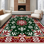 Deep Emerald Festive Floral Medallion Rug