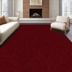 Deep Crimson Swirl Line Art Rug