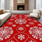 Crimson Snowflakes Medallion Arrangement Rug