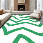 Bold Green Wavy Strokes Rug