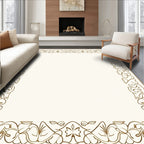 Ornate Gold Botanical Border Art Rug