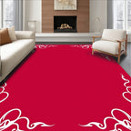 Crimson White Scrollwork Corner Border Rug