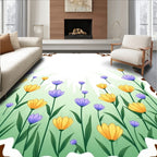 Meadow Blooms with Brown Scroll Border Rug