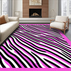Fierce Pink Black Zebra Stripes Rug