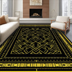 Yellow Geometric Interlocking Lines Rug