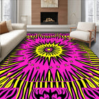 Hot Pink Yellow Burst Star Rug