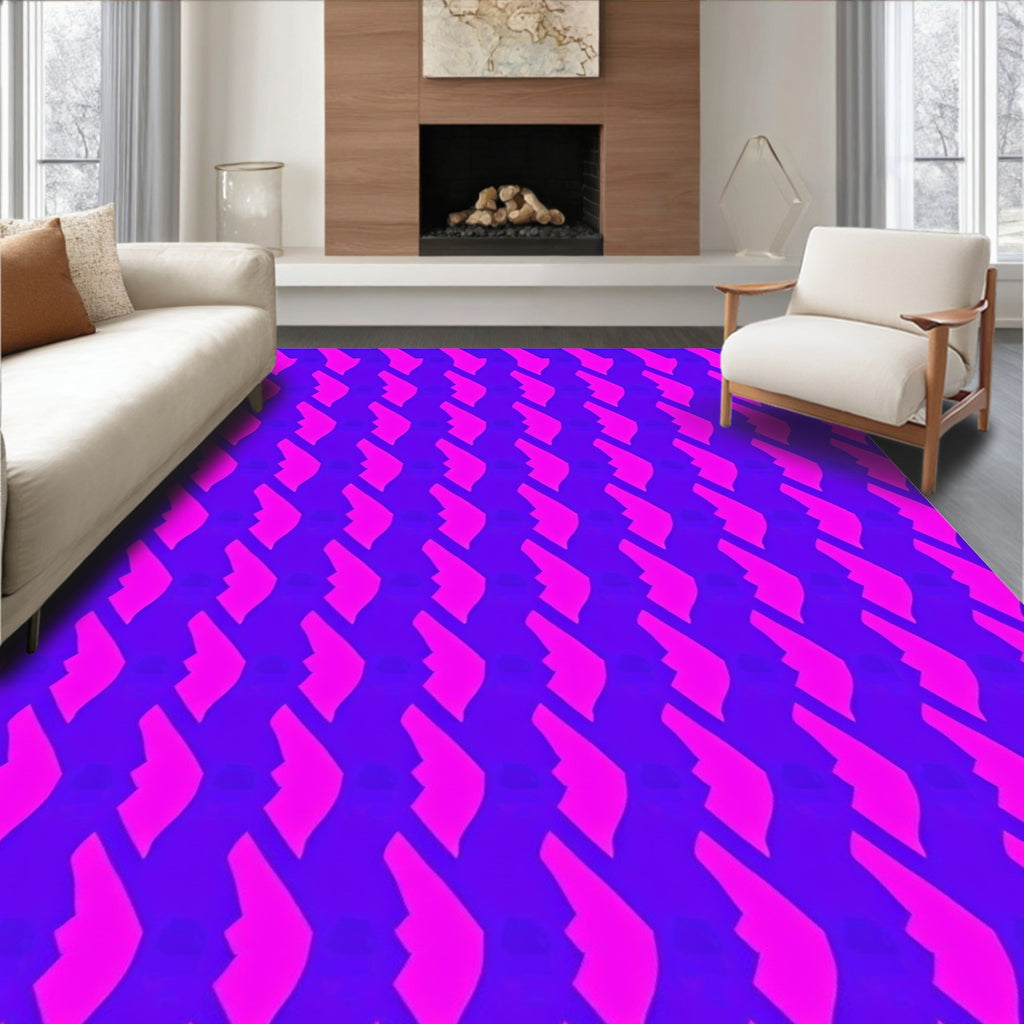 Electric Pink Diagonal Swirls Rug