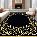 Gold Floral Frame on Black Rug