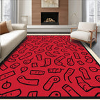 Crimson Abstract Figurine Scatter Rug