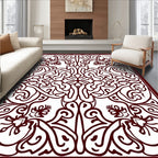 Burgundy Floral Scrollwork Medallion Rug