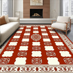 Crimson Cream Vintage Ornamental Lattice Rug