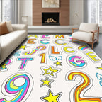 Colorful Alphabet And Numbers Collage Rug