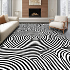 Monochromatic Swirling Labyrinth Lines Rug