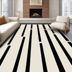Black and Cream Vertical Lines Rug