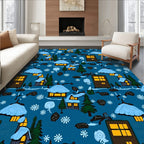 Cozy Winter Village Snowflakes Rug