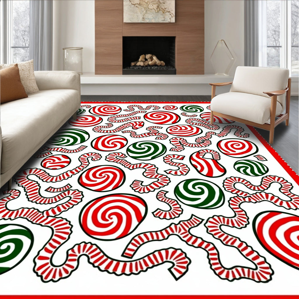 Red Green Swirl Candy Celebration Rug