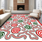 Red Green Swirl Candy Celebration Rug